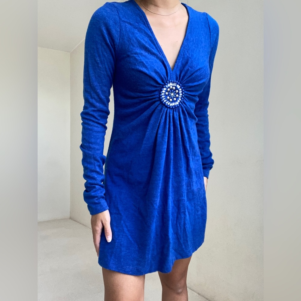 Blue Long Sleeve Top Dress